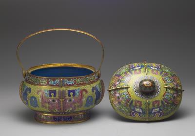 图片[3]-Cloisonne yu vessel with loop handle and animal-mask decoration, Ch’ing dynasty-China Archive